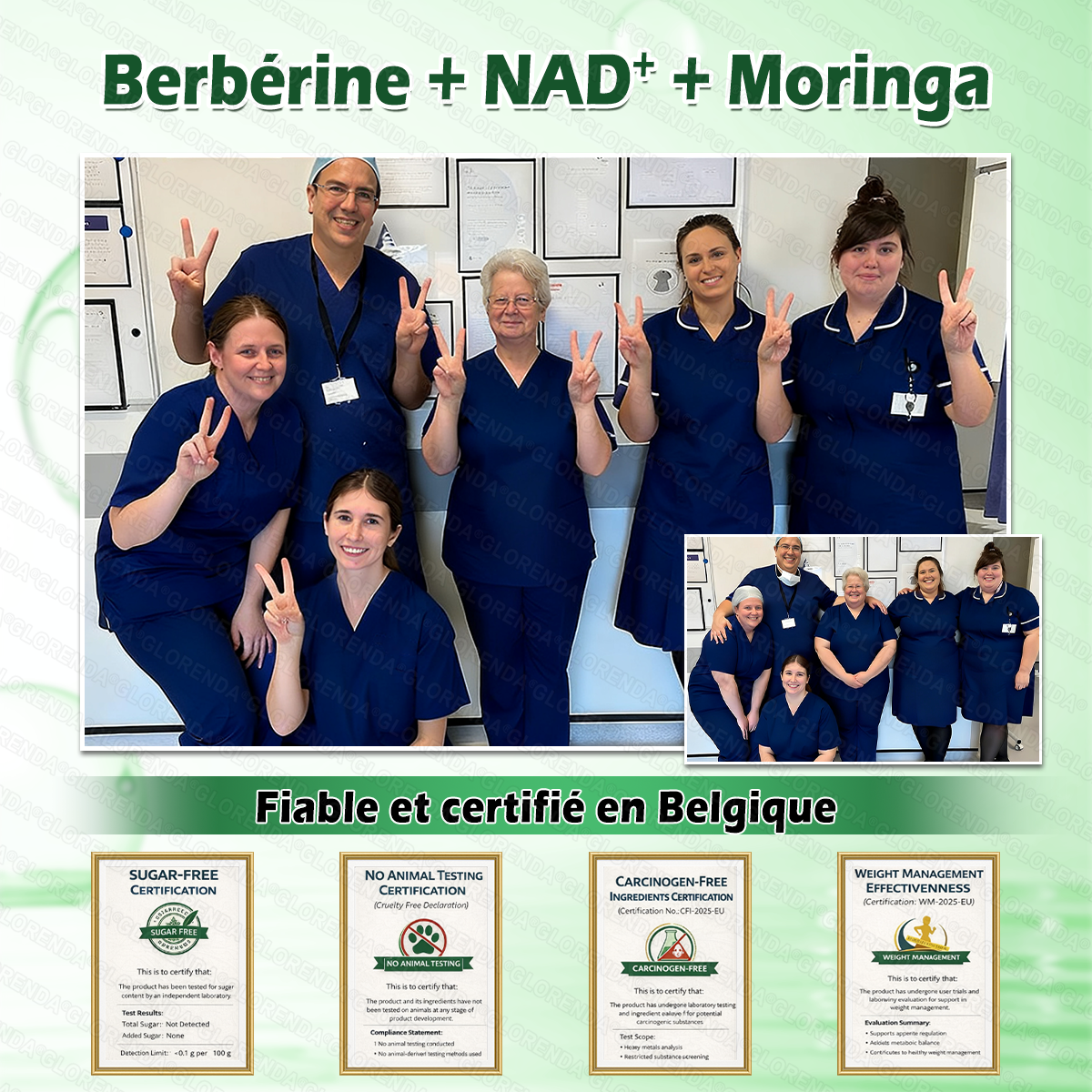 Boutique officielle 🫐🫐 𝐆𝐋𝐎𝐑𝐄𝐍𝐃𝐀® Moringa · Berbérine + NAD+ – Patch Microneedle Nano Avancé 10-en-1 (1×/jour, résultats visibles en 7 jours) | Obésité, relâchement cutané, apnée du sommeil, articulations, etc.