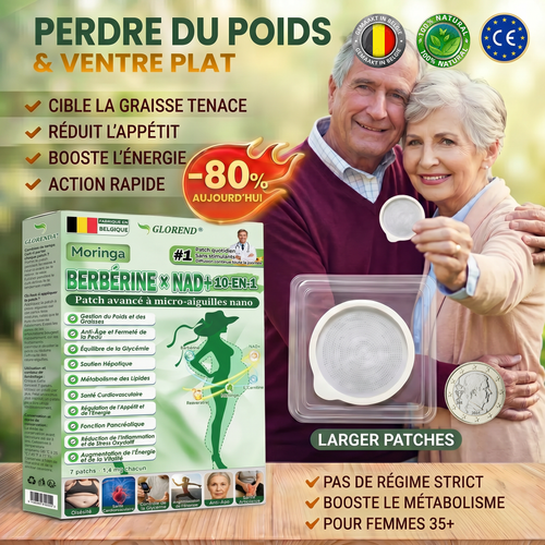 Boutique officielle 🍞 𝐆𝐋𝐎𝐑𝐄𝐍𝐃® Moringa · Berbérine + NAD+ – Patch Microneedle Nano Avancé 10-en-1 (1×/jour, résultats visibles en 7 jours) | Obésité, relâchement cutané, apnée du sommeil, articulations, etc.