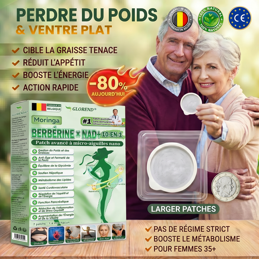 Boutique officielle ⏰ 𝐆𝐋𝐎𝐑𝐄𝐍𝐃® Moringa · Berbérine + NAD+ – Patch Microneedle Nano Avancé 10-en-1 (1×/jour, résultats visibles en 7 jours) | Obésité, relâchement cutané, apnée du sommeil, articulations, etc.