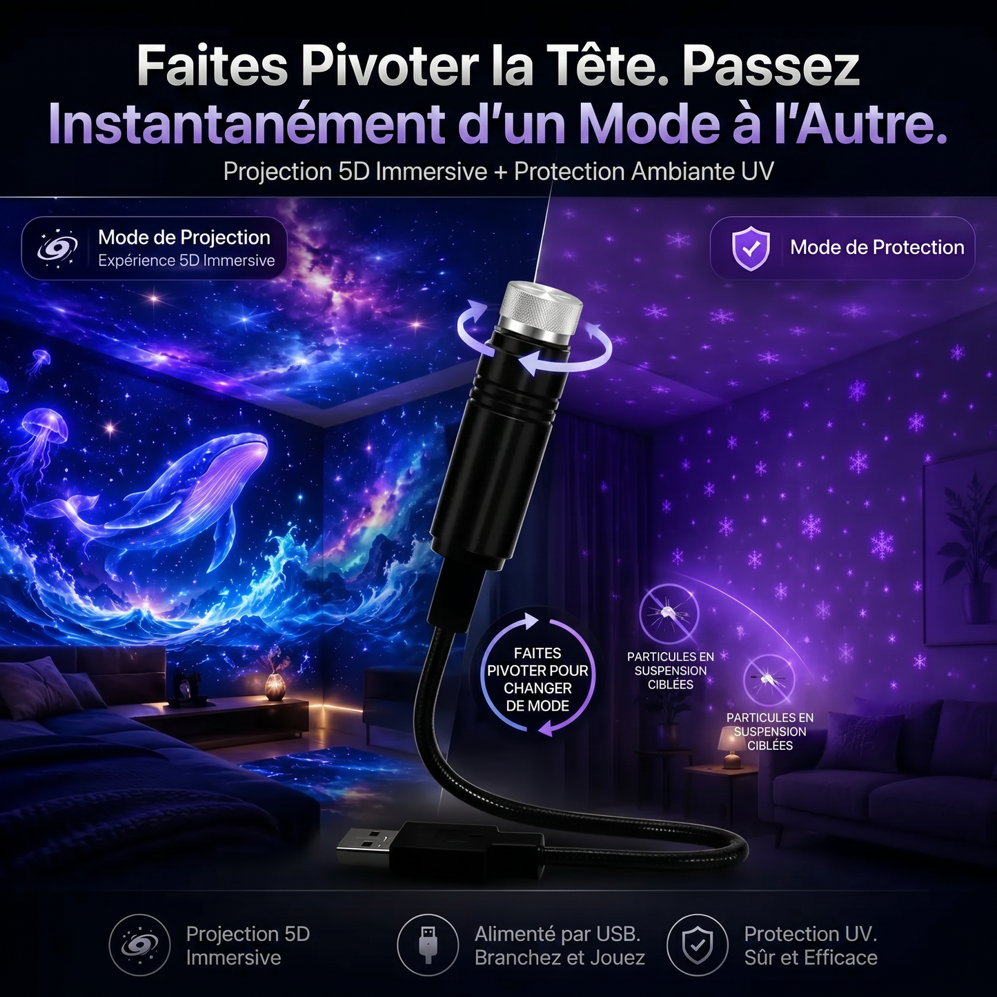 ⏰ Dernier jour de promotion 🔥 - Projecteur veilleuse - Projecteur d'étoiles holographique intelligent
